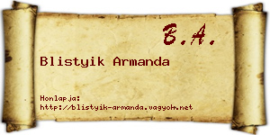 Blistyik Armanda névjegykártya